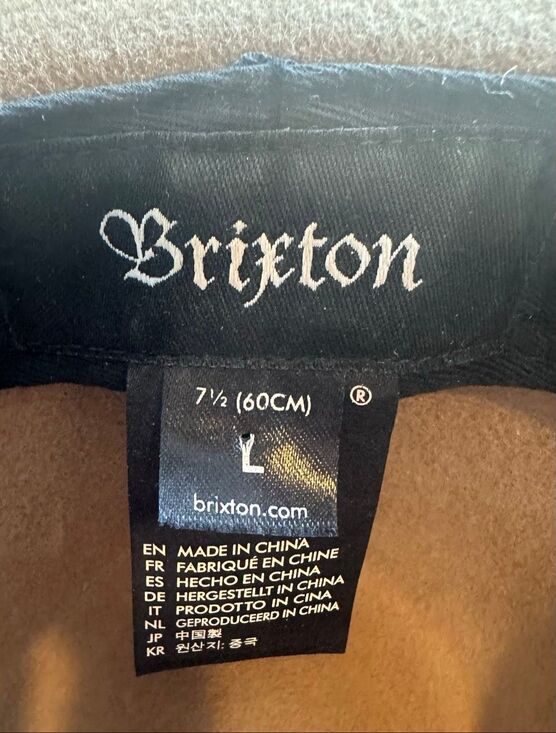 Brixton Tan 100% wool hat with strap L  7 1/2 60cm